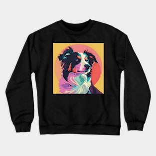 Retro Border Collie: Pastel Pup Revival Crewneck Sweatshirt